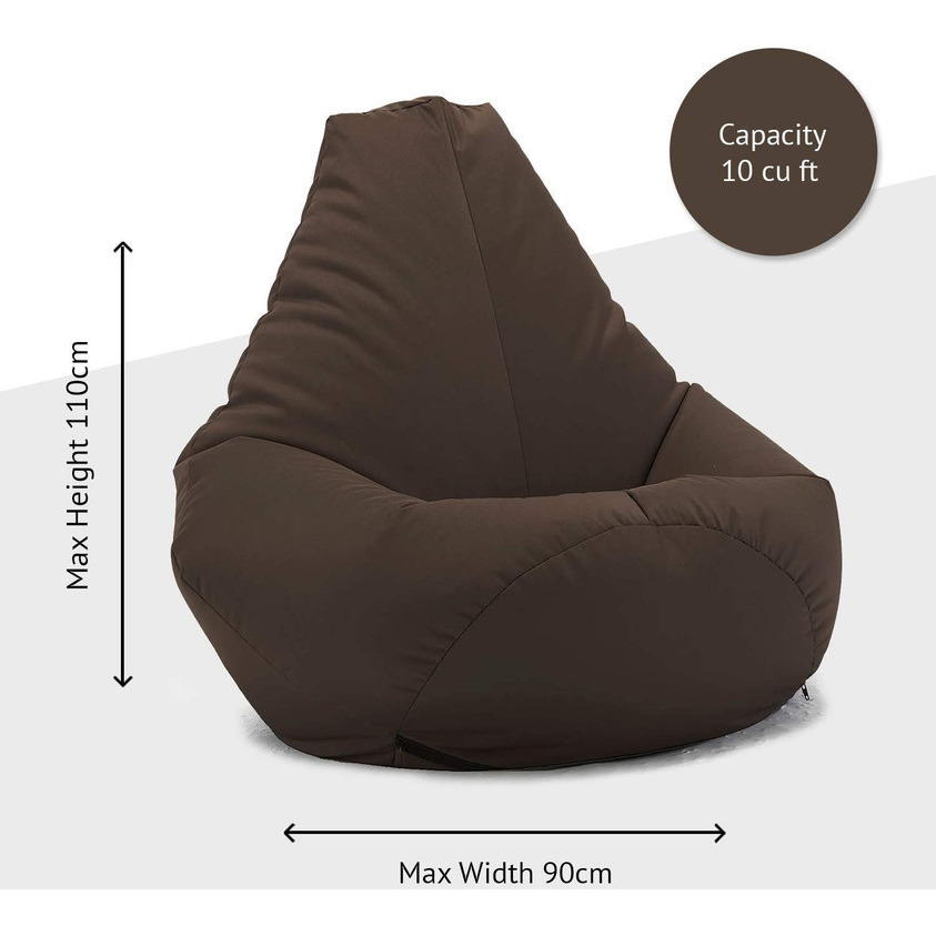 Leather Bean Bag Chair Cover Only (Without Bean Fillers) Protective Liner Product by Ink Craft (Size: XL, Color: Brown)