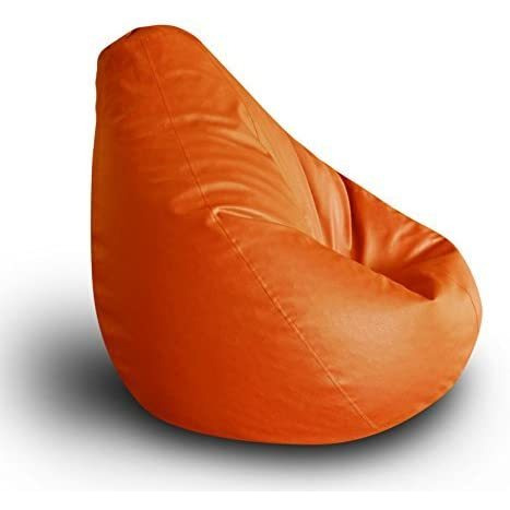 Leather Bean Bag Chair Cover Only (Without Bean Fillers) Protective Liner Product by Ink Craft (Size: XL, Color: Orange)