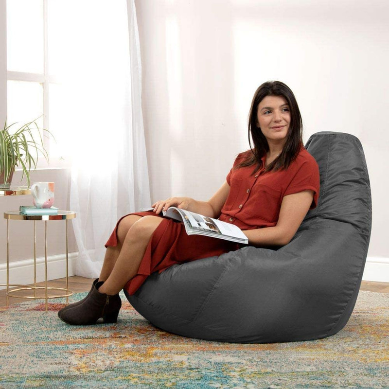Leather Bean Bag Chair Cover Only (Without Bean Fillers) Protective Liner Product by Ink Craft (Size: XXL, Color: Grey)