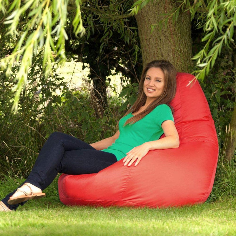 Leather Bean Bag Chair Cover Only (Without Bean Fillers) Protective Liner Product by Ink Craft (Size: XXL, Color: Red)