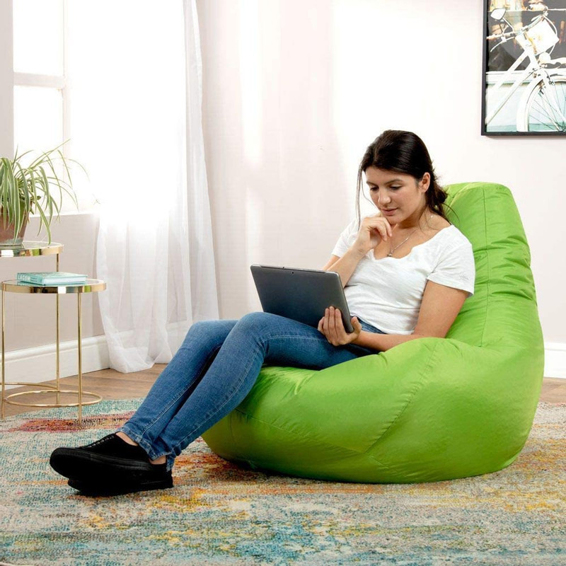 Leather Bean Bag Chair Cover Only (Without Bean Fillers) Protective Liner Product by Ink Craft (Size: XXXL, Color: Green)