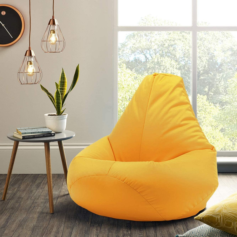 Leather Bean Bag Chair Cover Only (Without Bean Fillers) Protective Liner Product by Ink Craft (Size: XXXL, Color: Yellow)