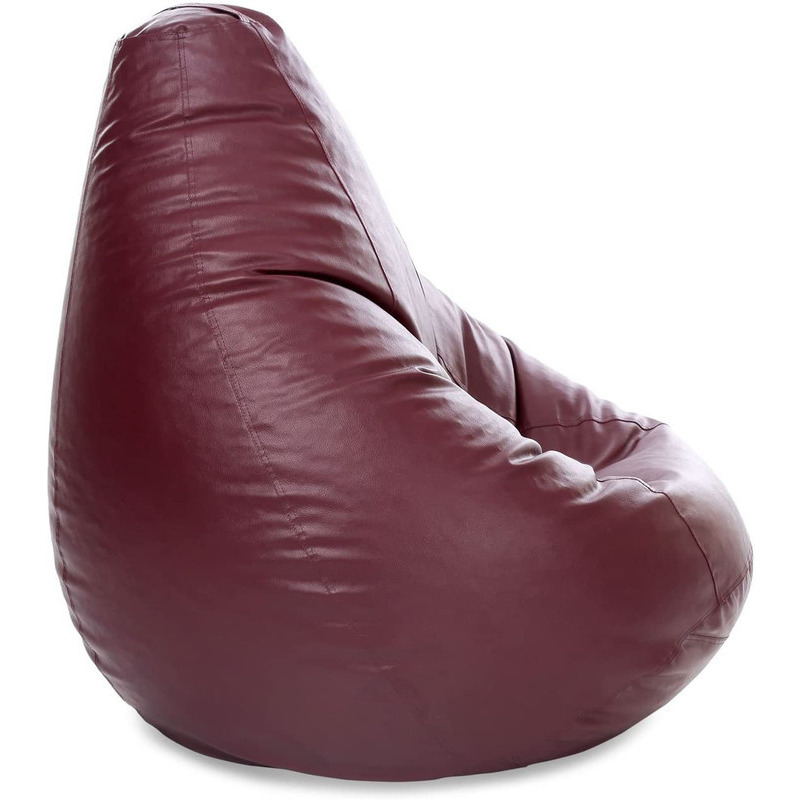 Leather Bean Bag Chair Cover Only (Without Bean Fillers) Protective Liner Product by Ink Craft (Size: XXXL, Color: MAROON)