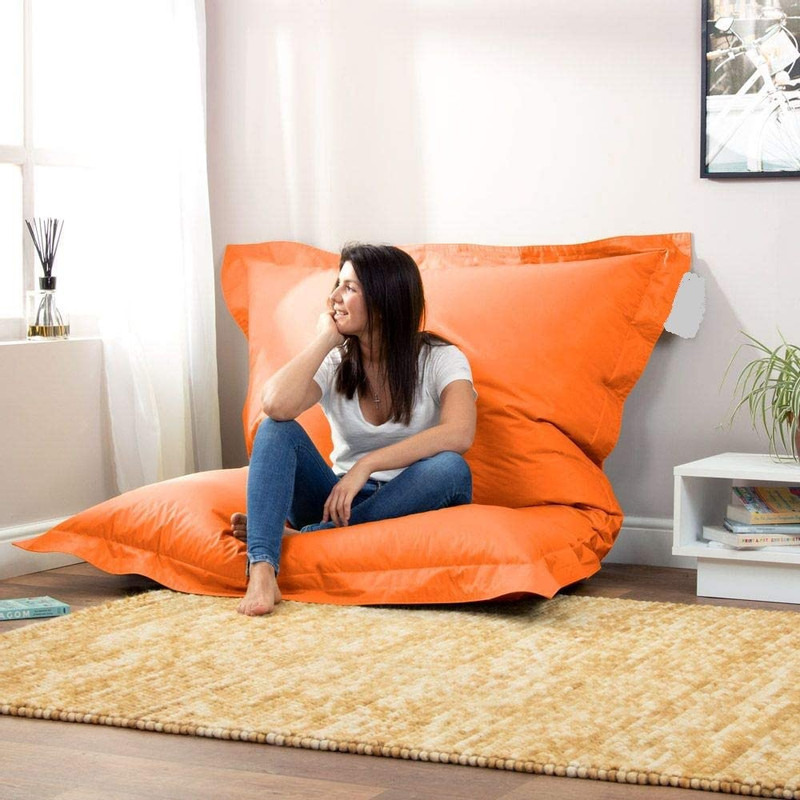 Inkcraft Large Washable Memory Foam Furniture Bean Bag Chair Cover Without Bean Filling (Size: 71x55, Color: ORANGE)