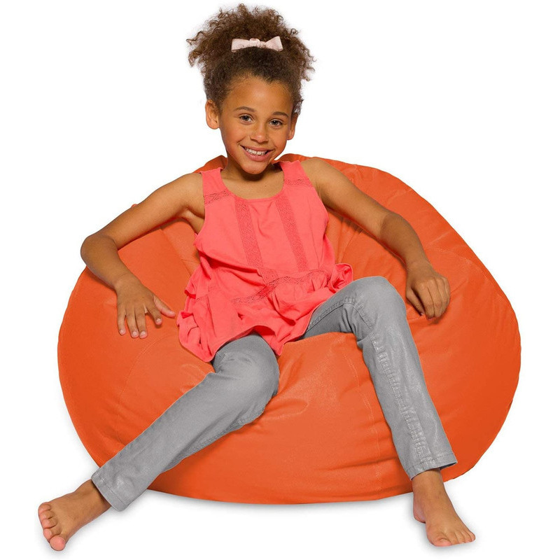 Inkcraft Large Bean Bag Chair Cover Kids' Stuffed Animal Storage Bags, Microfiber Cotton Toy Organizer for Kids Bedroom, Storage Solution for Plush Toys, Towels & Clothe, (Size: XL, Color: ORANGE)