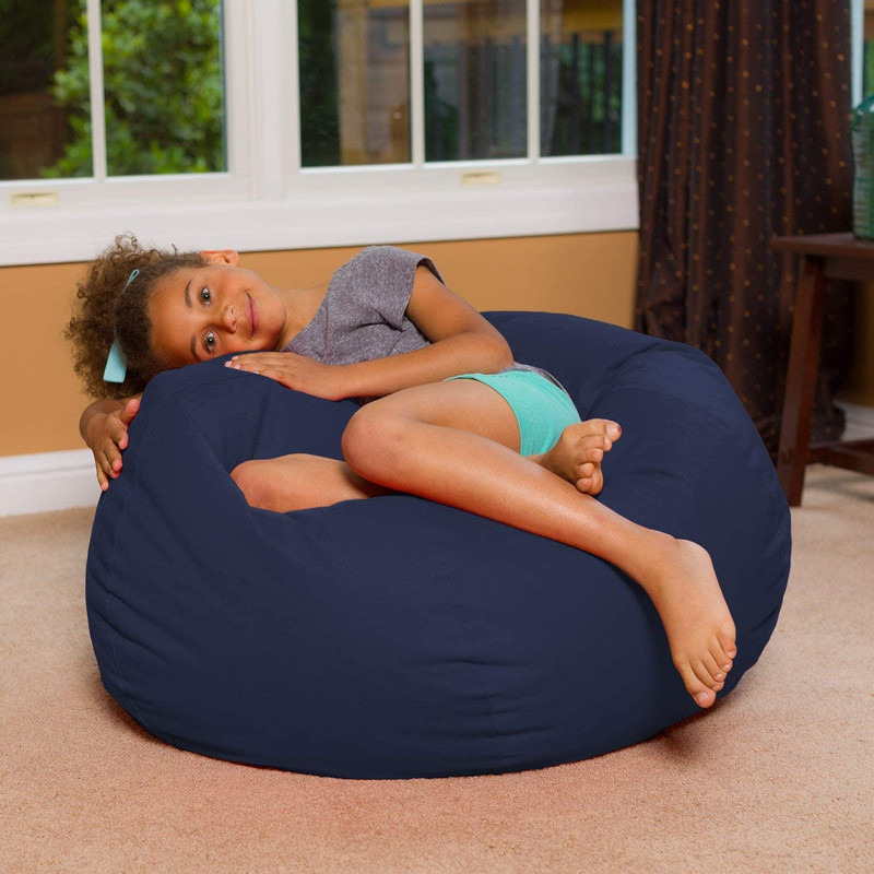 Inkcraft Large Bean Bag Chair Cover Kids' Stuffed Animal Storage Bags, Microfiber Cotton Toy Organizer for Kids Bedroom, Storage Solution for Plush Toys, Towels & Clothe, (Size: XL, Color: NAVY BLUE)