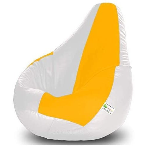 Ink Craft Yellow-White Bean Bag Chair Without Beans -Cover only (Color: YELLOW-WHITE, Size: XL)