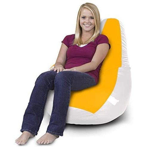 Ink Craft Yellow-White Bean Bag Chair Without Beans -Cover only (Color: YELLOW-WHITE, Size: XL)
