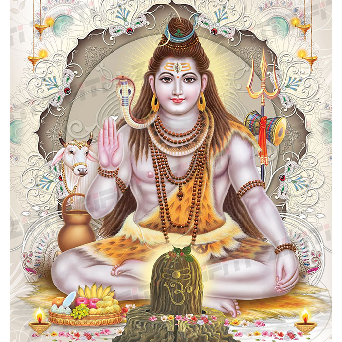 Indian Lord Shiva Colorful Illustration Print (Size: 4 in. x 6 in.)