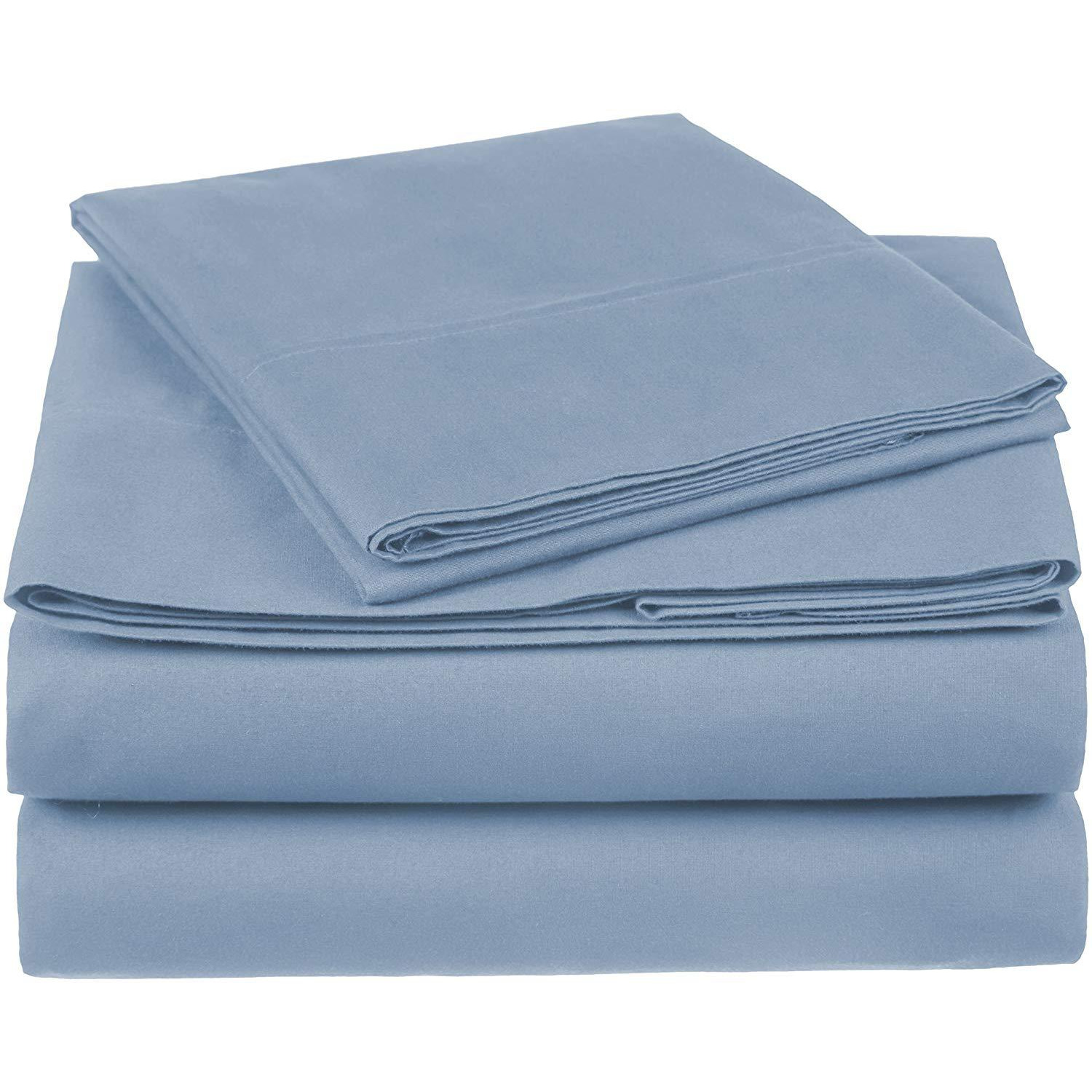 100% Cotton Sheet Set - 500 Thread Count (Piece:4 PIECE, Size:QUEEN, Color:BLUE)