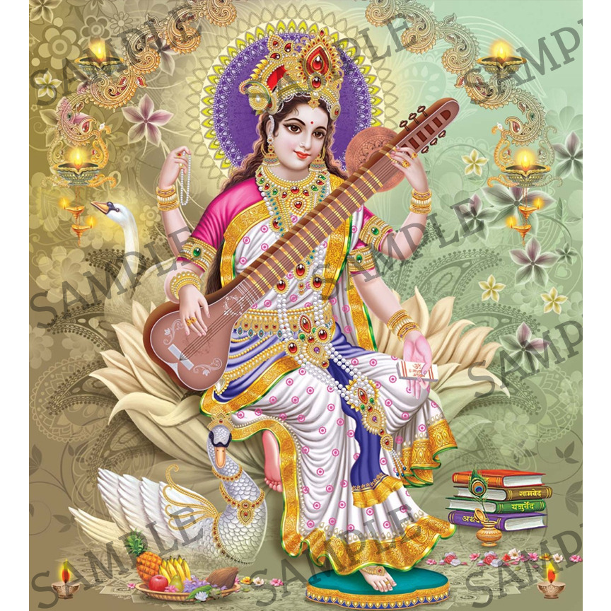 Goddess Saraswati -  4x6 Inch Frame