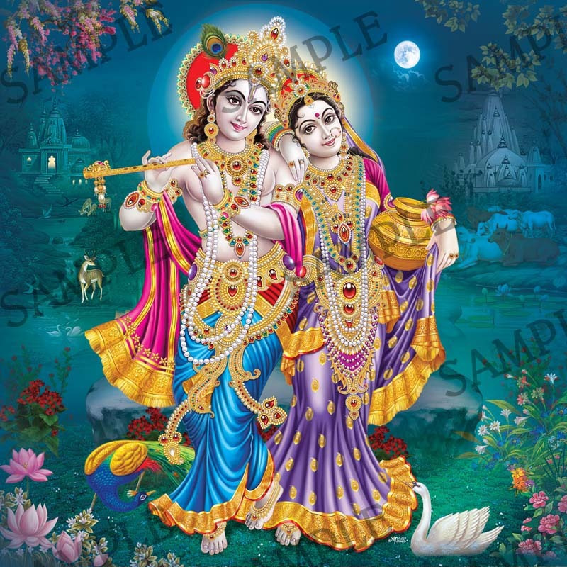 Buy Online Lord Krishna with Goddess Radha - 4x6 Inch Frame - Zifiti
