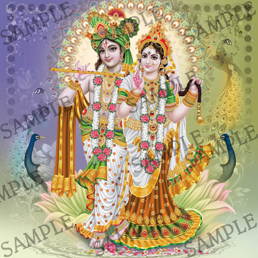 Lord Krishna	with Goddess Radha  -  4x6 Inch Frame