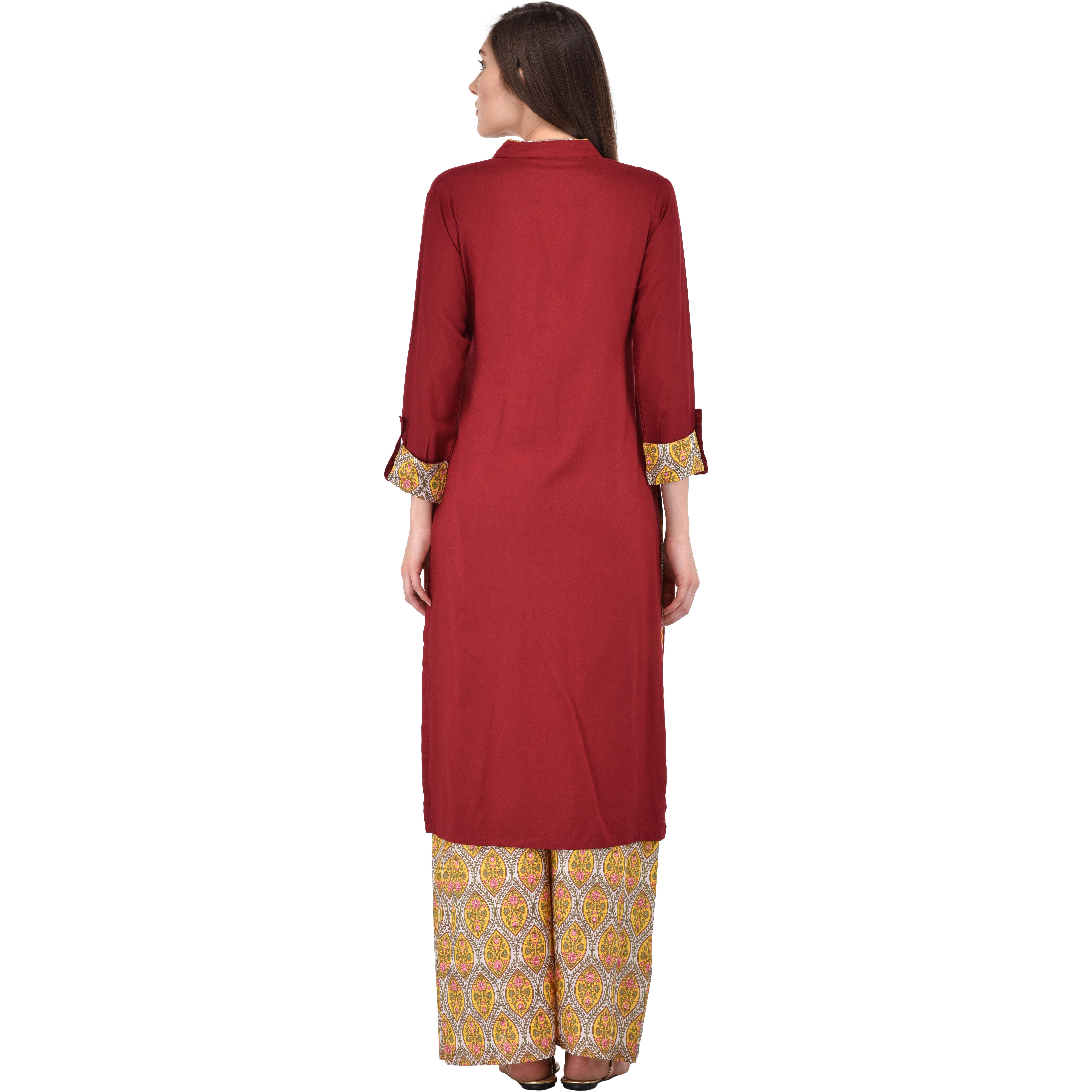 Purplicious Marroon kurti and Plazzo Set