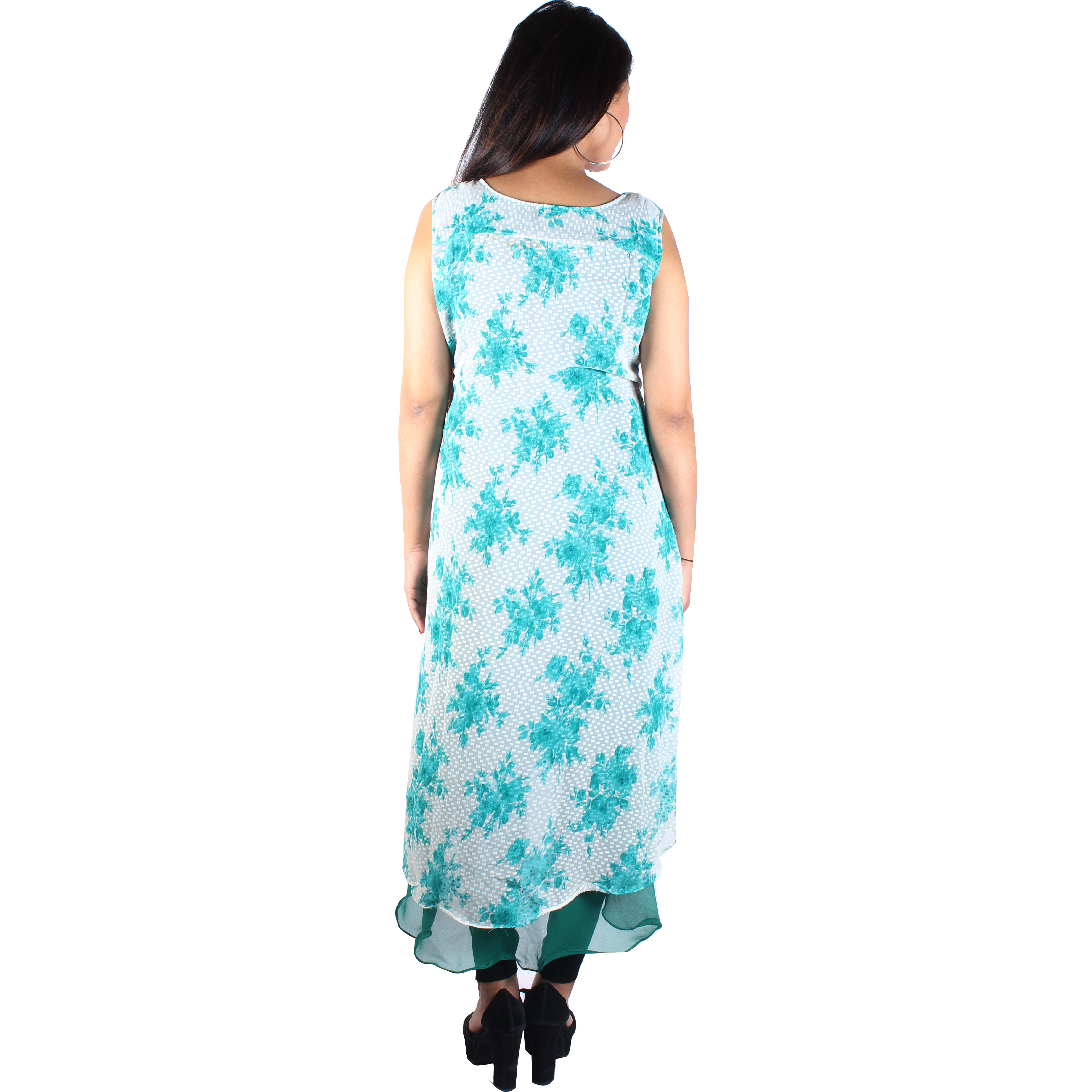 Purplicious Green Printed Layerd Kurti