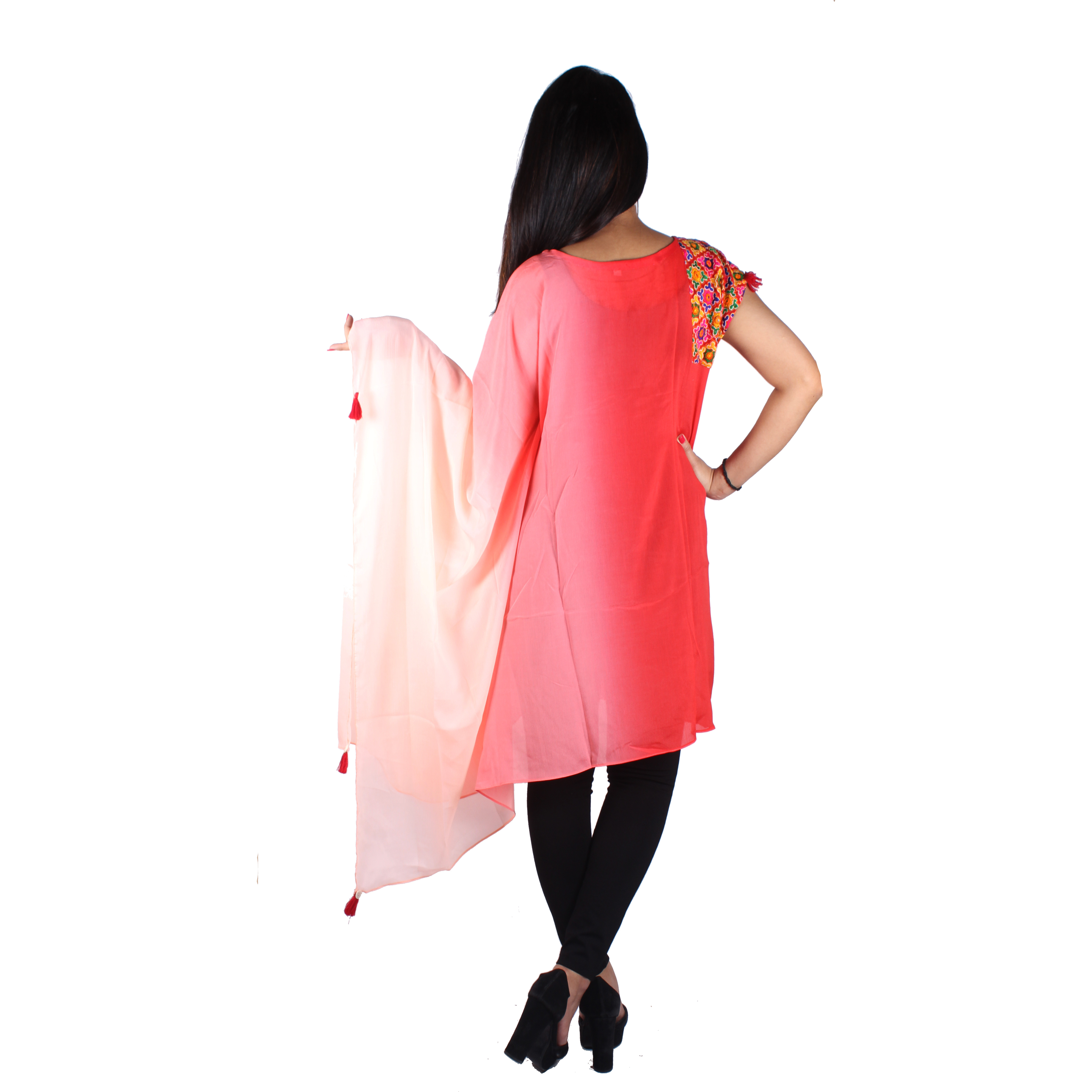 Purplicious pink ombre kaftan with embrodry detail