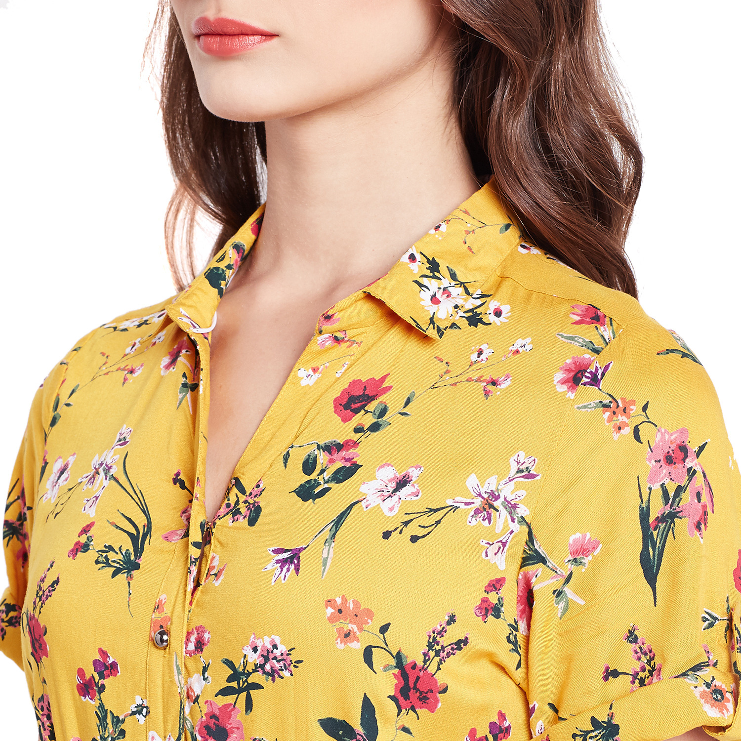 Purplicious Mustard Yellow Floral Fit and Flare Dress