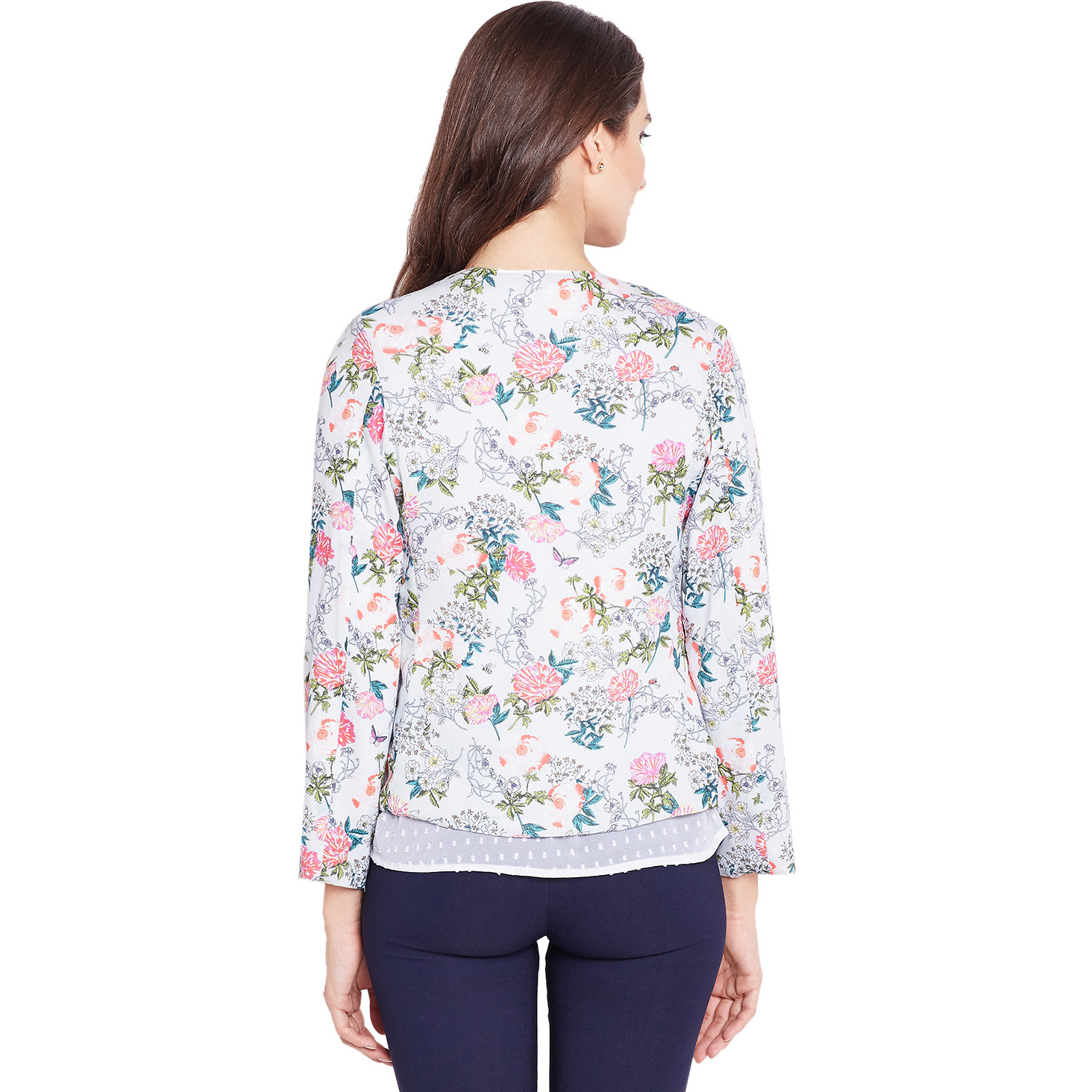 Purplicious Grey Floral Printed Cotton Front Open Blazer