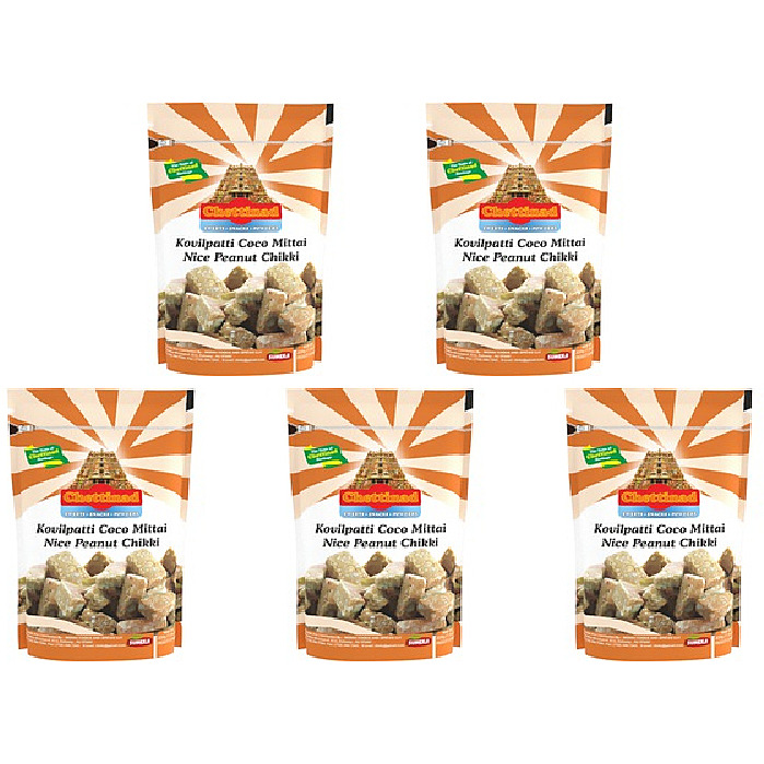 Pack of 5 - Chettinad Kovilpatti Coco Mittai Peanut Chikki - 200 Gm (7 Oz)
