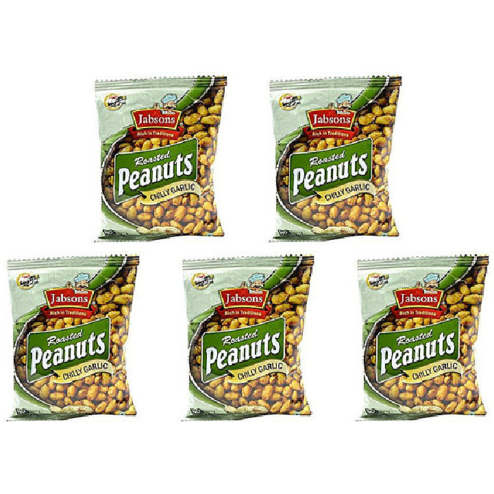 Pack of 5 - Jabsons Roasted Peanuts Chilly Garlic - 140 Gm (4.94 Oz)