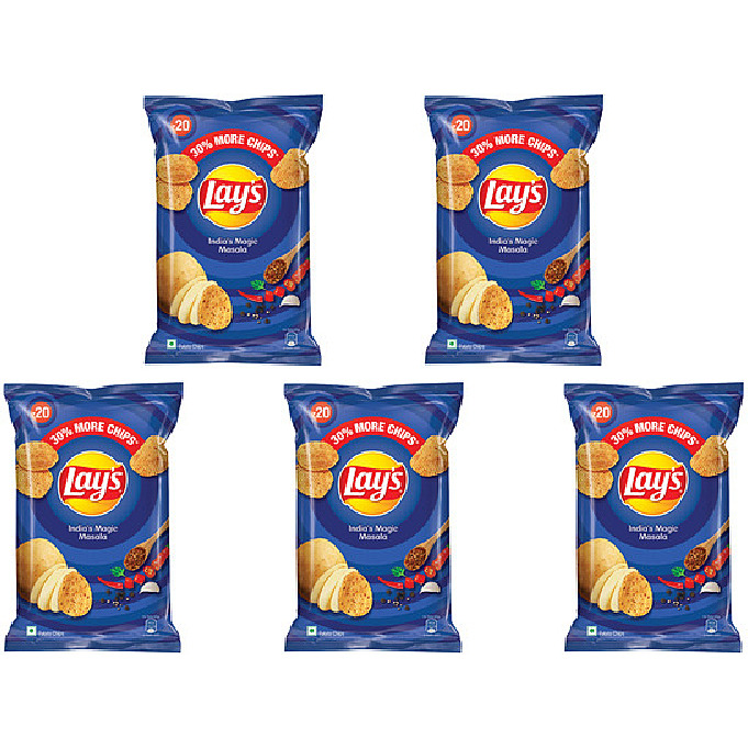 Pack of 5 - Lay's India's Magic Masala Potato Chips - 52 Gm (1.83 Oz)