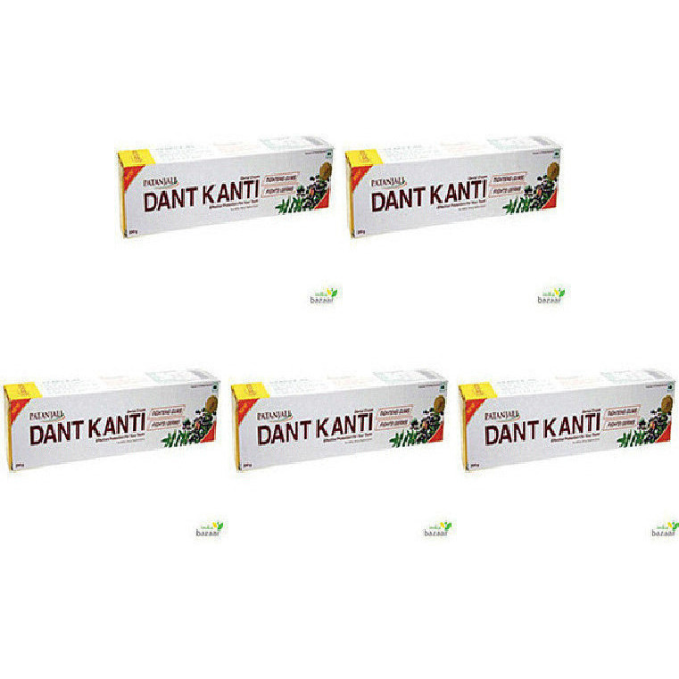 Pack of 5 - Patanjali Dant Kanti Natural Toothpaste - 200 Gm (7 Oz)