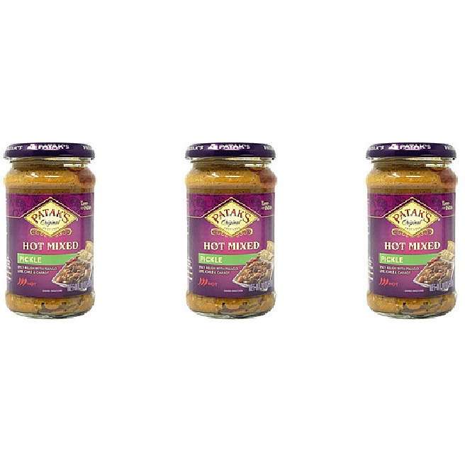 Pack of 3 - Patak's Hot Mixed Pickle - 10 Oz (283 Gm)