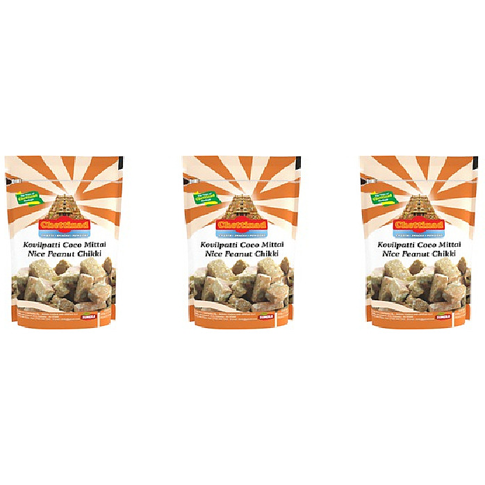 Pack of 3 - Chettinad Kovilpatti Coco Mittai Peanut Chikki - 200 Gm (7 Oz)