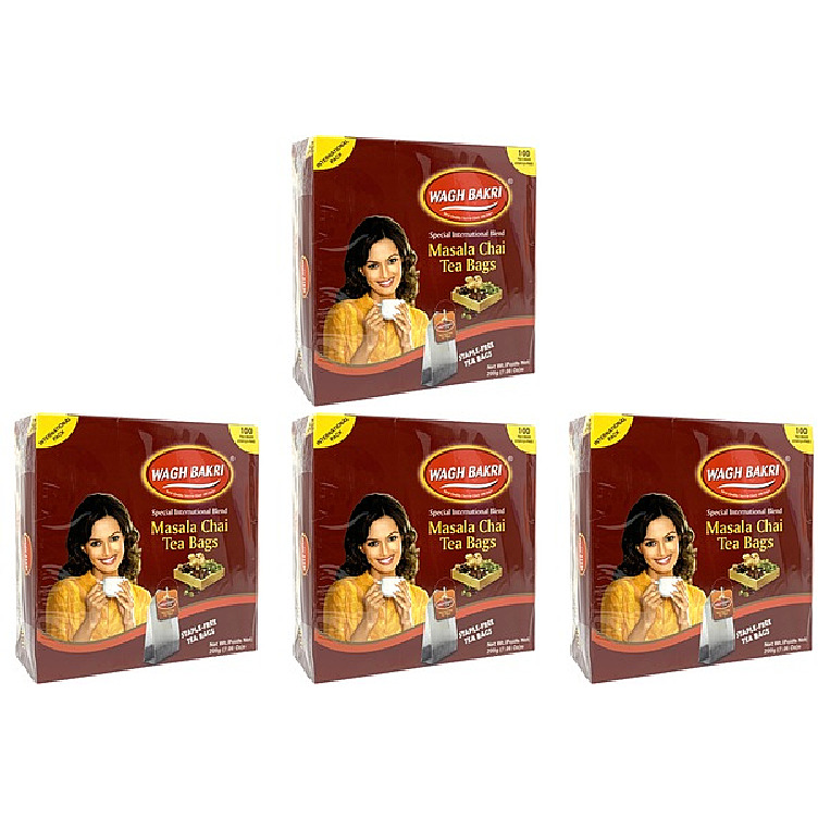 Pack of 4 - Wagh Bakri Masala Chai 100 Tea Bags - 200 Gm (7.06 Oz)