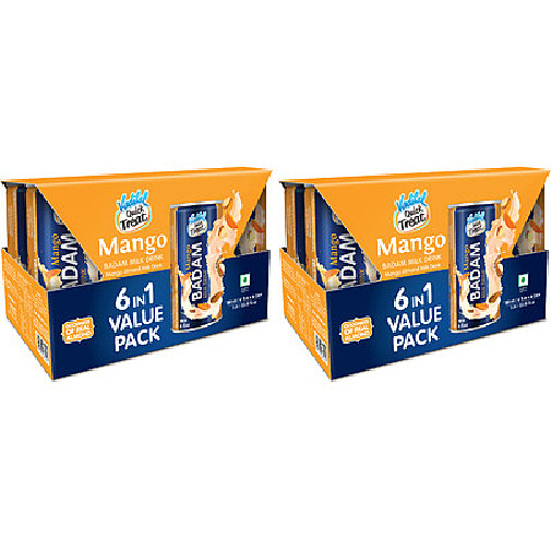 Pack of 2 - Vadilal Mango Badam Milk - 6 In 1 Value Pack - 180 Ml (6 Fl Oz)