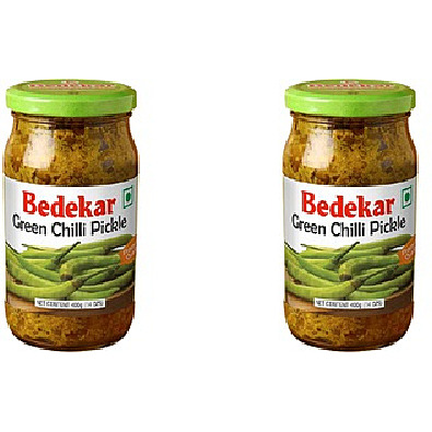 Pack of 2 - Bedekar Green Chilli Pickle - 400 Gm (14 Oz)