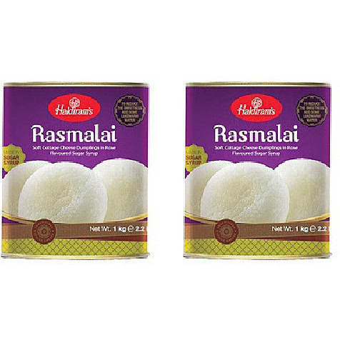 Pack of 2 - Haldiram's Rasmalai Can - 1 Kg (35.27 Oz)