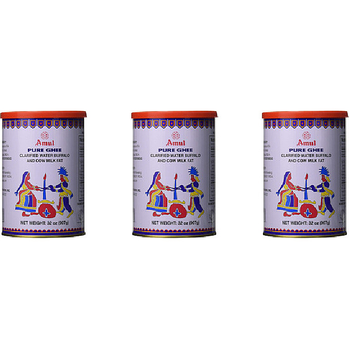 Pack of 3 - Amul Pure Ghee Export Can - 2 Lb (907 Gm)