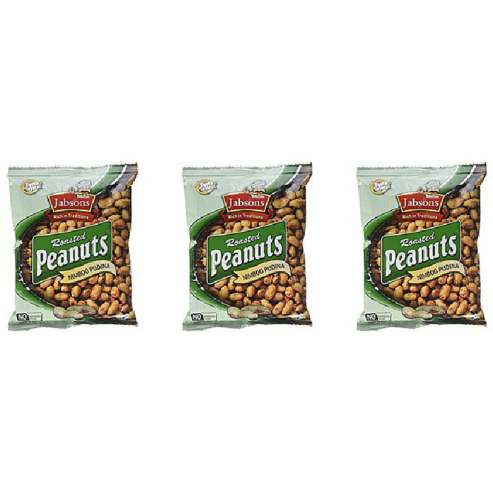 Pack of 3 - Jabsons Roasted Peanuts Nimboo Pudina - 140 Gm (4.94 Oz)