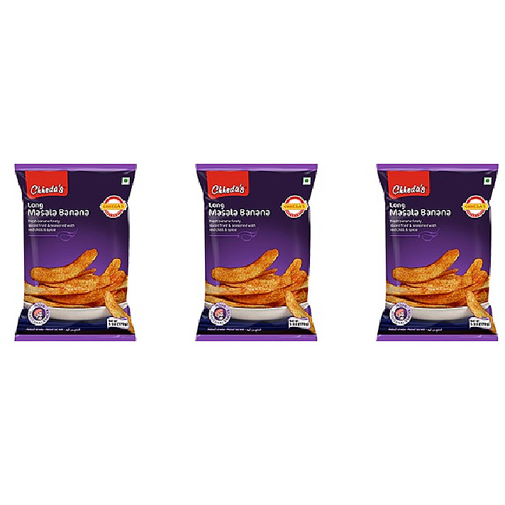 Pack of 3 - Chheda's Long Masala Banana Chips - 170 Gm (6 Oz)