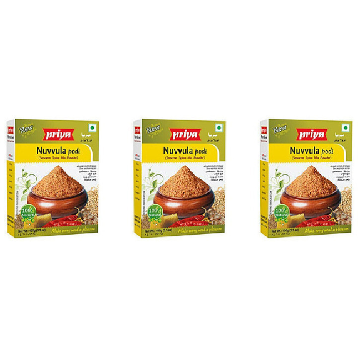 Pack of 3 - Priya Nuvvula Podi Seasme Spice Mix Powder - 100 Gm (3.5 Oz)