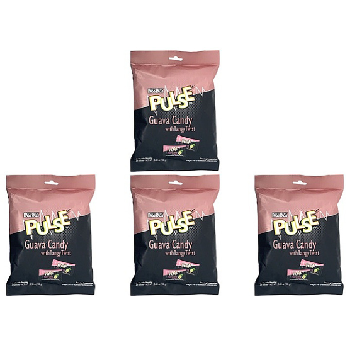 Pack of 4 - Pass Pass Pulse Raw Guava Candy 25 Pc - 100 Gm (3.5 Oz)
