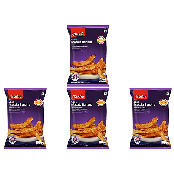 Pack of 4 - Chheda's Long Masala Banana Chips - 170 Gm (6 Oz)