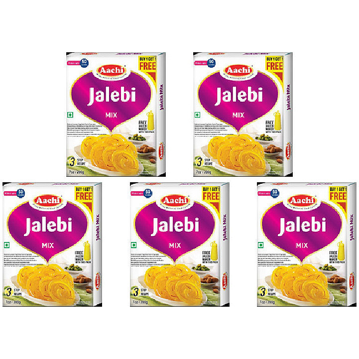 Pack of 5 - Aachi Jalebi Mix With Maker - 180 Gm (6.3 Oz)
