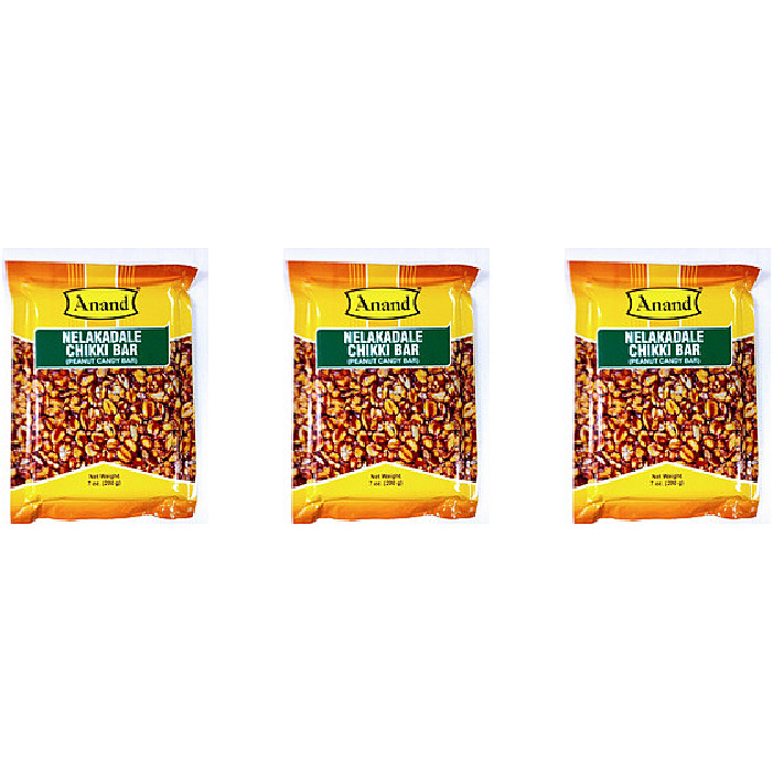 Pack of 3 - Anand Nelakadle Chikki Bar - Peanut Candy Bar - 7 Oz (200 Gm)