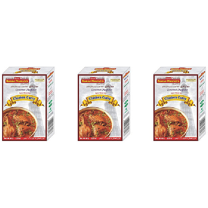 Pack of 3 - Ustad Banne Nawab's Chicken Curry Masala - 65 Gm (2.29 Oz)