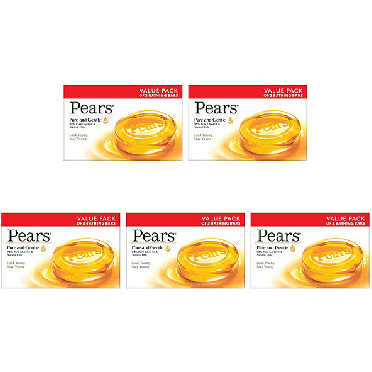 Pack of 5 - Pears Soap Pure & Gentle 3 Pack - 125 Gm (4.4 Oz)