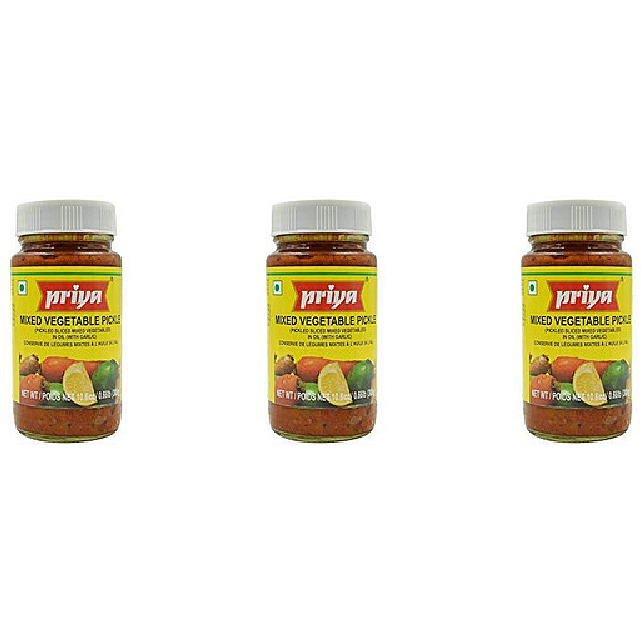 Pack of 3 - Priya Mixed Veg With Garlic Pickle - 300 Gm (10.58 Oz) [50% Off]