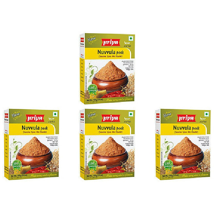 Pack of 4 - Priya Nuvvula Podi Seasme Spice Mix Powder - 100 Gm (3.5 Oz)