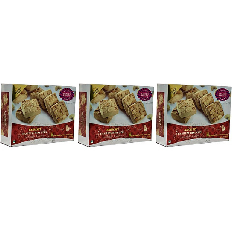 Pack of 3 - Karachi Bakery Cashew Biscuits - 400 Gm (14 Oz)