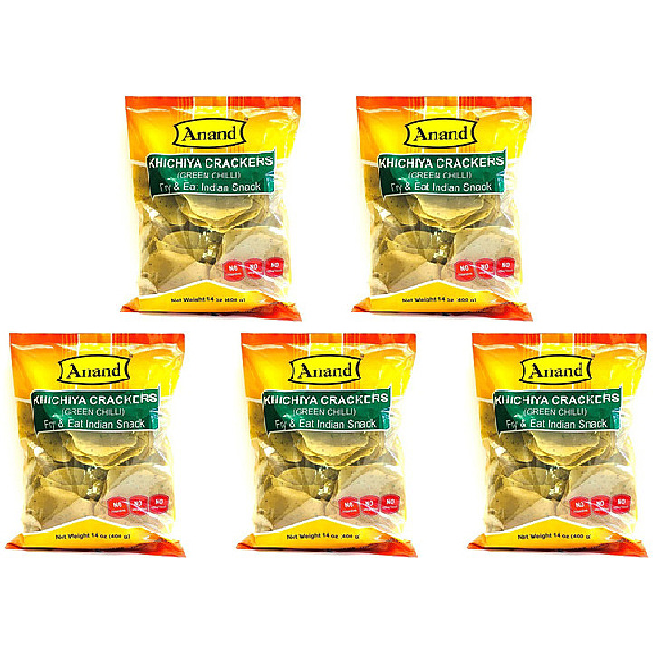 Pack of 5 - Anand Khichiya Crackers Green Chilli - 400 Gm (14 Oz)