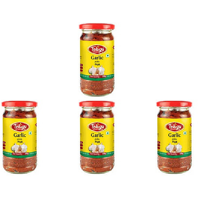 Pack of 4 - Telugu Garlic Pickle With Garlic - 100 Gm (3.5 Oz) [50% Off]