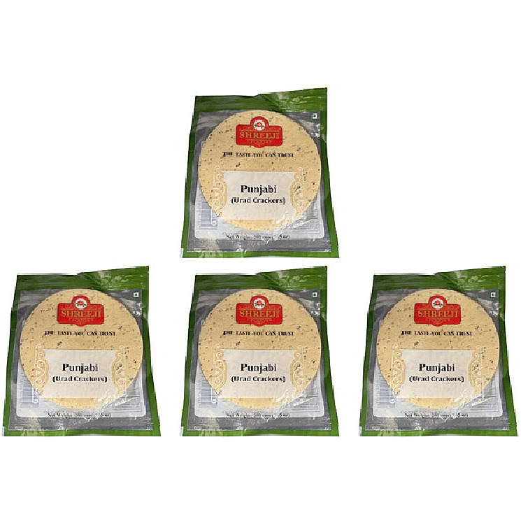 Pack of 4 - Shreeji Punjabi Urad Crackers Papad - 200 Gm (7.05 Oz)