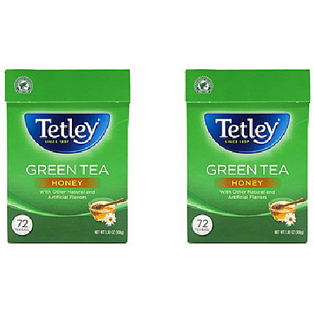 Pack of 2 - Tetley Green Tea Honey 72 Bags - 3.80 Oz (108 Gm) [Fs]