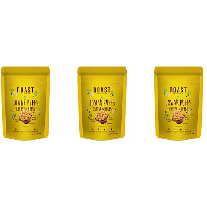 Pack of 3 - Roast Foods Sorghum Jowar Puffs Cheese & Herbs - 70 Gm (2.5 Oz)